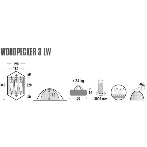 Namiot High Peak Woodpecker 3 LW - wymiary