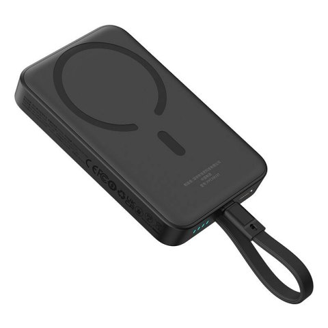 Powerbank magnetyczny Baseus Magnetic Mini 10000 mAh - czarny - skos 3