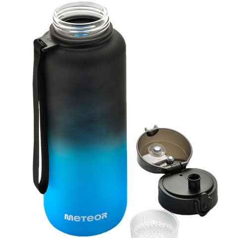 Butelka z tritanu Meteor 1500 ml - czarny/niebieski - odkręcony korek