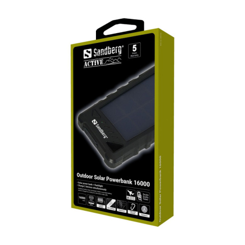 Wodoodporny powerbank solarny Sandberg Outdoor Solar 16000 - opakowanie