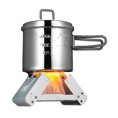 Kuchenka turystyczna Esbit Pocket Stove Windshield 2x27 g - użycie z garnkiem