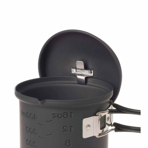 Zestaw do gotowania Esbit Solid Fuel Cookset 585 ml z kuchenką na paliwo stałe - pokrywka zamocowana na garnku