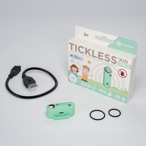 Ultradźwiękowa tarcza przed kleszczami dla dzieci TickLess Kid Pro - zielony - zestaw