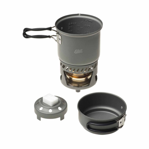 Zestaw do gotowania Esbit Cookset 985 ml z palnikiem alkoholowym - komplet