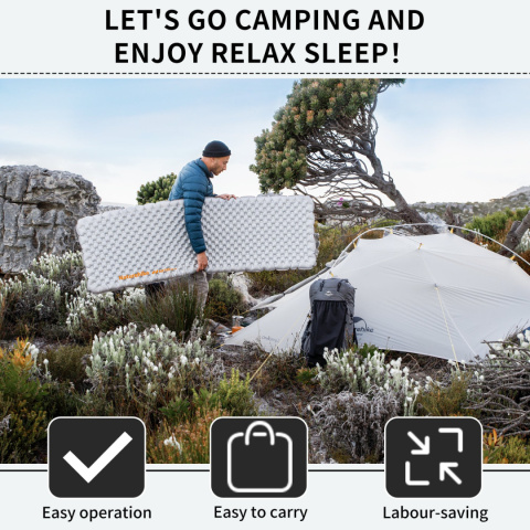 Materac turystyczny Naturehike Tuye R 3.2 Single Regular - infografika 2 (na zdjęciu wariant w kolorze szarym) Materac turystyczny Naturehike Tuye R 3.2 Single Regular - infografika 2 (na zdjęciu wariant w kolorze szarym)