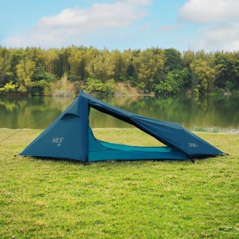 Namiot trekkingowy 2-osobowy Nils Camp NC2502 SkyAir 2 - niebieski - otwarte wejścia Namiot trekkingowy 2-osobowy Nils Camp NC2502 SkyAir 2 - niebieski - otwarte wejścia