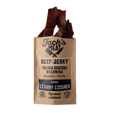 Suszona wołowina Jack's Meat Czarny czosnek 30 g - otwarte Suszona wołowina Jack's Meat Czarny czosnek 30 g - otwarte