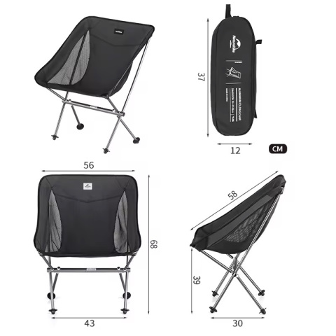 Krzesło turystyczne Naturehike Stellaluna L04 M CNK2450JJ015 - czarny - wymiary Krzesło turystyczne Naturehike Stellaluna L04 M CNK2450JJ015 - czarny - wymiary