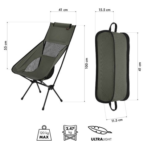 Krzesło turystyczne składane Nils Camp NC3321 Ultralight - khaki - wymiary Krzesło turystyczne składane Nils Camp NC3321 Ultralight - khaki - wymiary