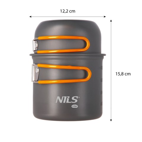 Garnek turystyczny Nils Camp NC1704 800 ml z niezbędnikiem - wymiary