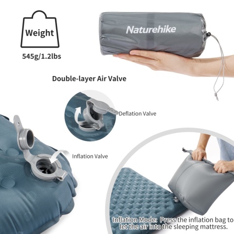 Materac turystyczny Naturehike Tuye R 3.5 Ultralight Square Standard - czarny - pompowanie Materac turystyczny Naturehike Tuye R 3.5 Ultralight Square Standard - czarny - pompowanie