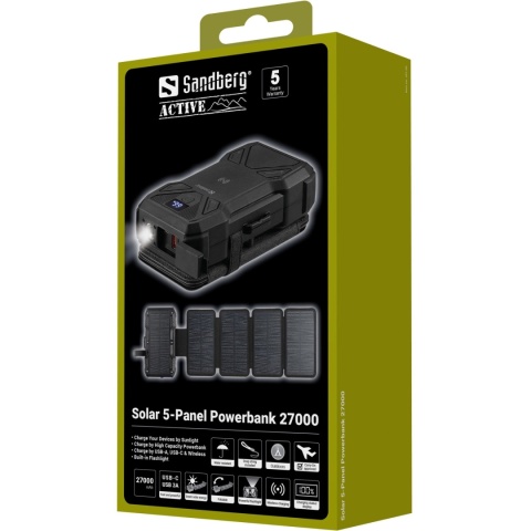 Powerbank solarny Sandberg Solar 5-Panel 27000 - opakowanie Powerbank solarny Sandberg Solar 5-Panel 27000 - opakowanie