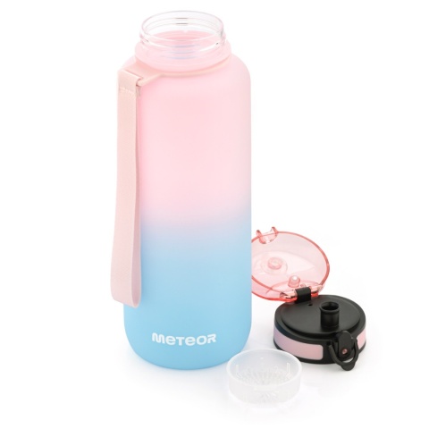 Butelka z tritanu Meteor 1500 ml - różowy/niebieski - odkręcona zakrętka