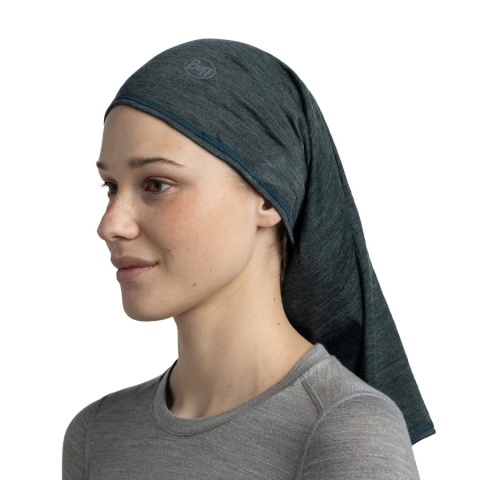 Chusta wielofunkcyjna z wełny merino Buff Merino Lightweight - multistripes forest (zielony) - użycie 2