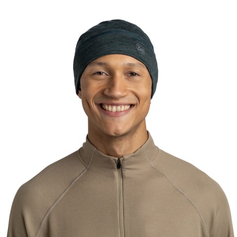 Czapka z wełny merino Buff Merino Lightweight Beanie - multistripes forest (zielony) - użycie 2