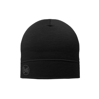 Czapka z wełny merino Buff Merino Lightweight Beanie - solid black (czarny)