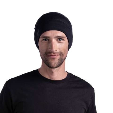 Czapka z wełny merino Buff Merino Lightweight Beanie - solid black (czarny) - użycie mężczyzna 2