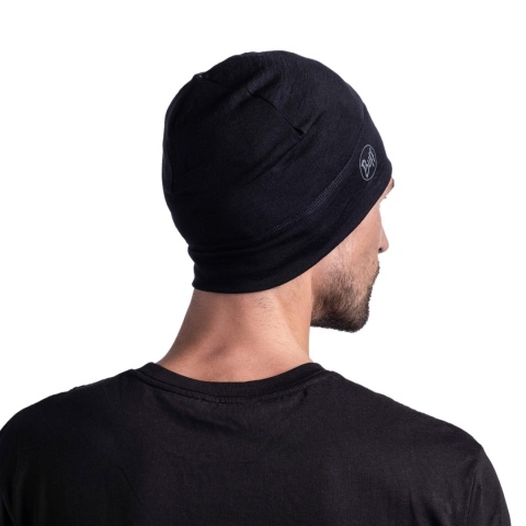 Czapka z wełny merino Buff Merino Lightweight Beanie - solid black (czarny) - użycie mężczyzna 3
