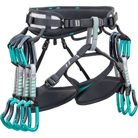 Uprząż wspinaczkowa Climbing Technology Skylotec Ascent - turkusowy/srebrny/szary - szpejarki (brak ekspresów w zestawie)