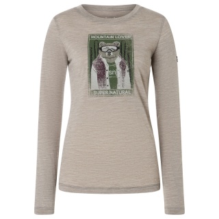 Koszulka damska z wełny merino Super.Natural Bearski LS z długim rękawem - khaki