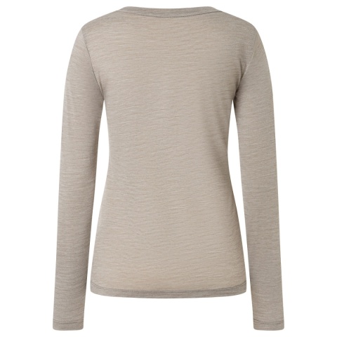 Koszulka damska z wełny merino Super.Natural Bearski LS z długim rękawem - khaki - plecy
