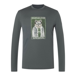 Koszulka męska z wełny merino Super.Natural Bearski LS z długim rękawem - szary