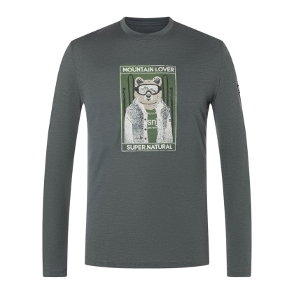 Koszulka męska z wełny merino Super.Natural Bearski LS z długim rękawem - szary