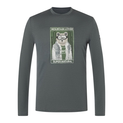 Koszulka męska z wełny merino Super.Natural Bearski LS z długim rękawem - szary - główne