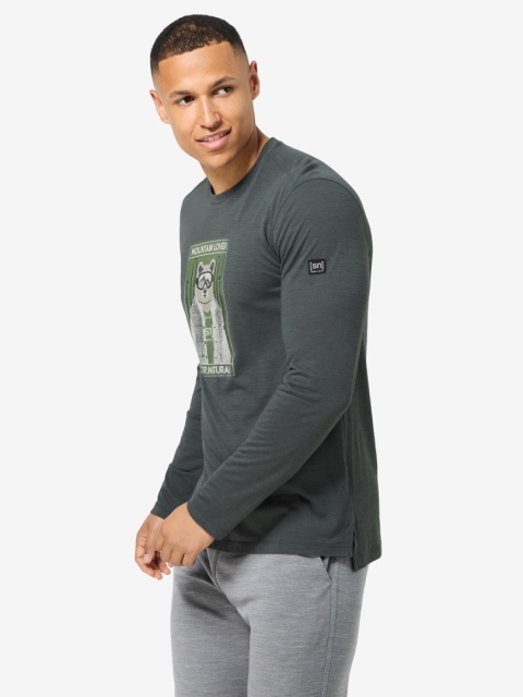 Koszulka męska z wełny merino Super.Natural Bearski LS z długim rękawem - szary - na modelu 3