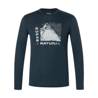 Koszulka męska z wełny merino Super.Natural Super Mountain LS z długim rękawem - granatowy