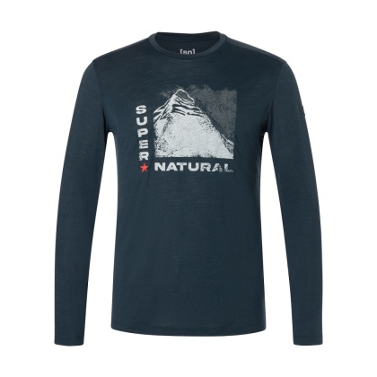 Koszulka męska z wełny merino Super.Natural Super Mountain LS z długim rękawem - granatowy