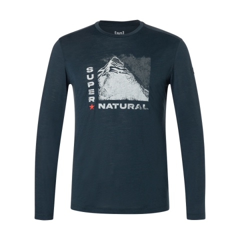 Koszulka męska z wełny merino Super.Natural Super Mountain LS z długim rękawem - granatowy - główne