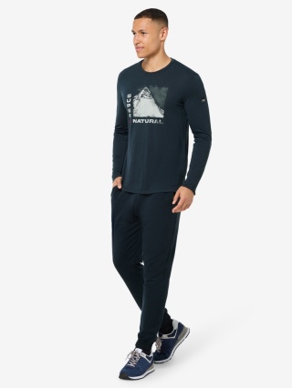Koszulka męska z wełny merino Super.Natural Super Mountain LS z długim rękawem - granatowy