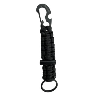 Paracord JB Tacticals JB-35 z karabińczykiem i krzesiwem - czarny