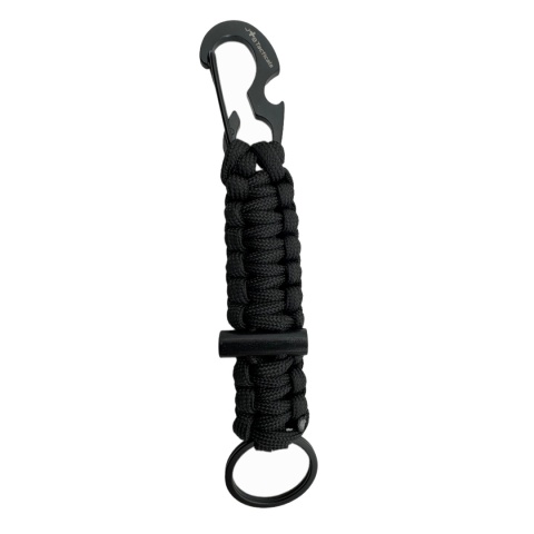 Paracord JB Tacticals JB-35 z karabińczykiem i krzesiwem - czarny - główne
