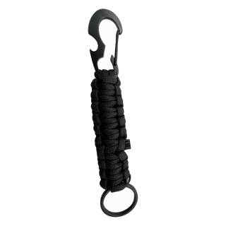 Paracord JB Tacticals JB-35 z karabińczykiem i krzesiwem - czarny