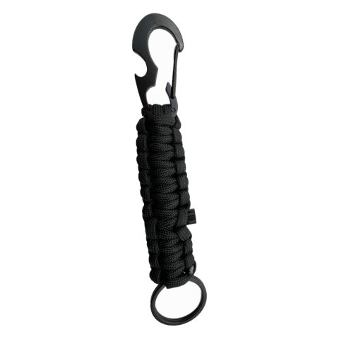 Paracord JB Tacticals JB-35 z karabińczykiem i krzesiwem - czarny - druga strona