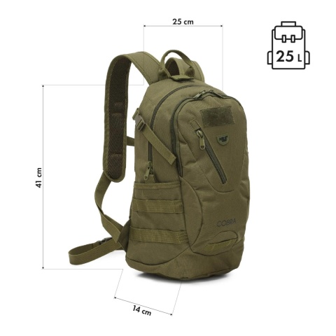 Plecak survivalowy Nils Camp NC3905 Cobra 25 l - zielony - wymiary