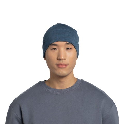 Czapka z wełny merino Buff Merino Midweight Beanie - multistripes tempest (niebieski) - model 1