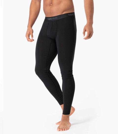 Komplet bielizny męskiej z wełny merino Super.Natural Tundra 175 - czarny - getry na modelu 1