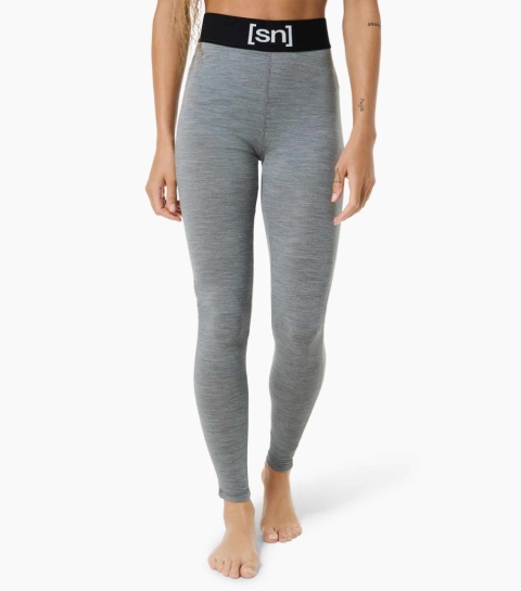 Legginsy damskie z wełny merino Super.Natural Tundra 175 - szary - model przód