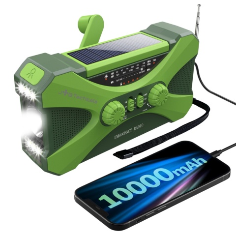 Radio awaryjne JB Tacticals JB-03 z latarką i powerbankiem 10000 mAh - zielony - główne