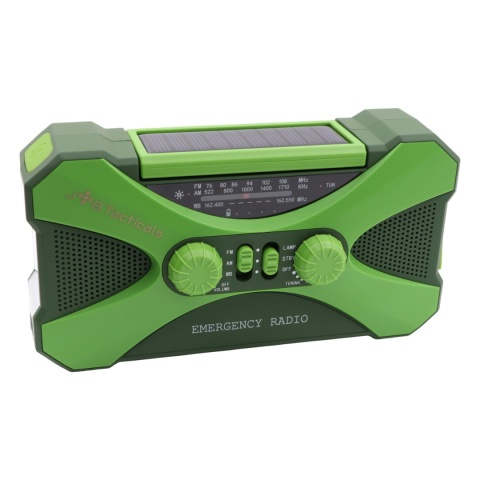 Radio awaryjne JB Tacticals JB-03 z latarką i powerbankiem 10000 mAh - zielony - front