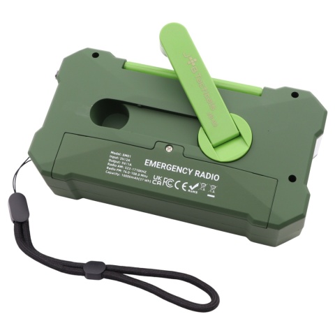 Radio awaryjne JB Tacticals JB-03 z latarką i powerbankiem 10000 mAh - zielony - korbka