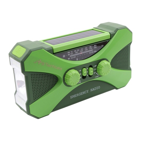 Radio awaryjne JB Tacticals JB-03 z latarką i powerbankiem 10000 mAh - zielony - skos