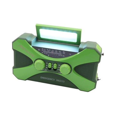 Radio awaryjne JB Tacticals JB-03 z latarką i powerbankiem 10000 mAh - zielony - uchwyt