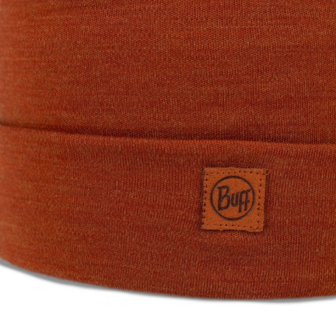 Czapka zimowa z wełny merino Buff Merino Heavyweight Beanie - solid cinnamon - detal