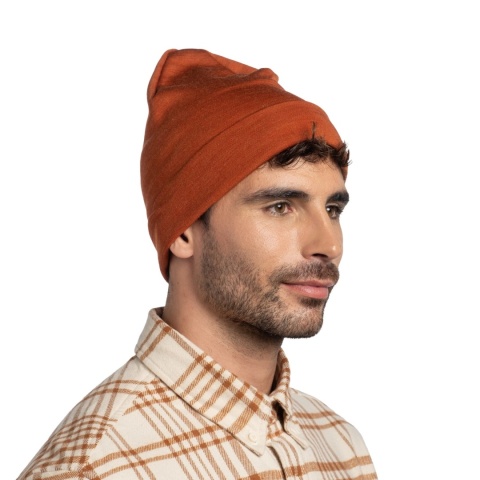 Czapka zimowa z wełny merino Buff Merino Heavyweight Beanie - solid cinnamon - model 1