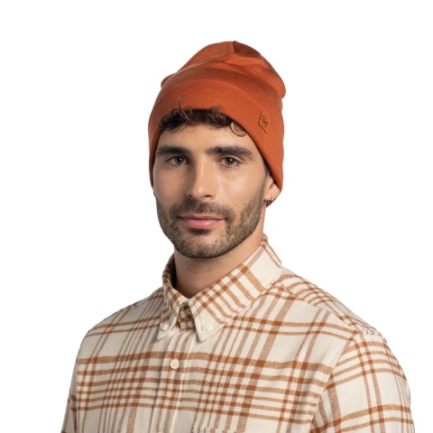 Czapka zimowa z wełny merino Buff Merino Heavyweight Beanie - solid cinnamon - model 2