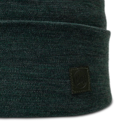 Czapka zimowa z wełny merino Buff Merino Heavyweight Beanie - solid forest (olive) - detal
